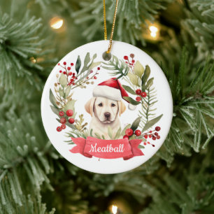Weihnachts-GelbLab Personalisierte Keramik Ornamen Ornament