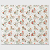 Weihnachts-Gemälde mit Katzen und Blume Geschenkpapier (Flach)