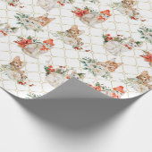 Weihnachts-Gemälde mit Katzen und Blume Geschenkpapier (Ecke)