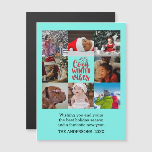 Weihnachts gemütliche Winter Vibes Familie Foto Co Magnetkarte (Vorne/Hinten)