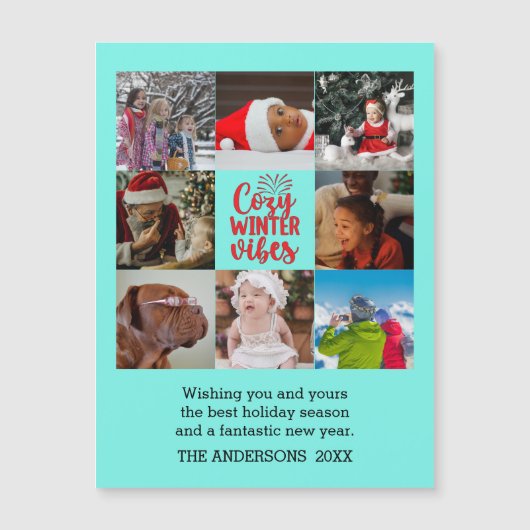 Weihnachts gemütliche Winter Vibes Familie Foto Co Magnetkarte (Vorderseite)