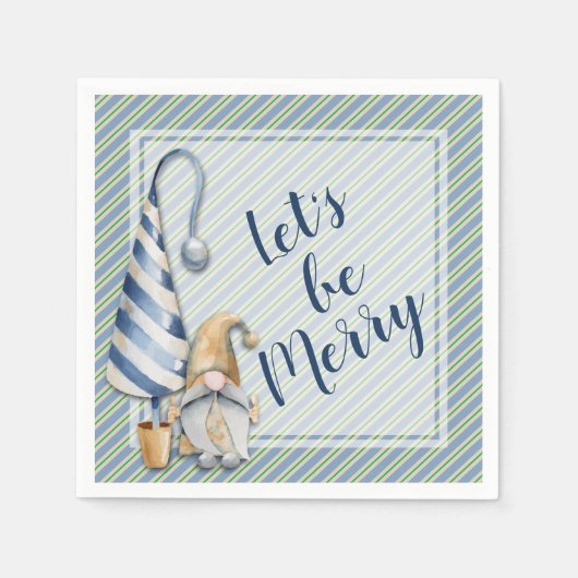 Weihnachts-Genom auf Blue Stripes Holiday Party Serviette (Vorderseite)