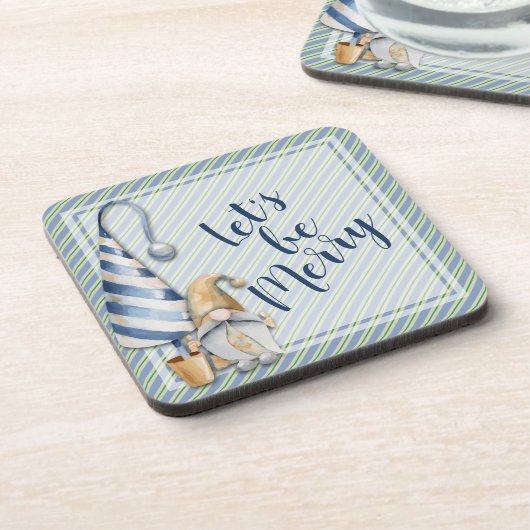 Weihnachts-Genom auf Blue Stripes Holiday Plastik Getränkeuntersetzer (Linke Seite)