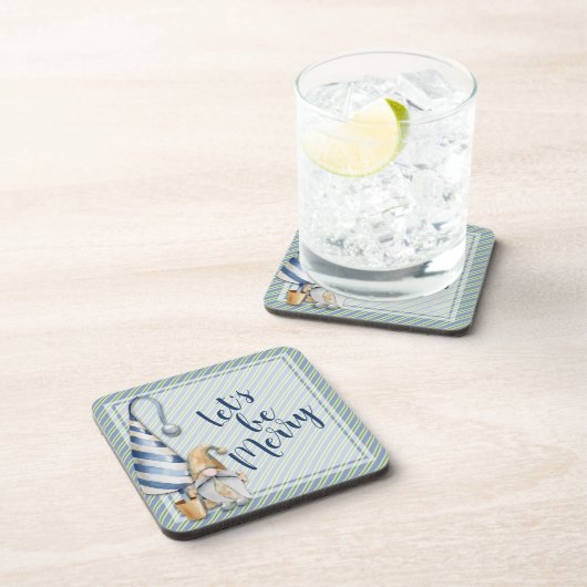 Weihnachts-Genom auf Blue Stripes Holiday Plastik Getränkeuntersetzer (Rechte Seite)