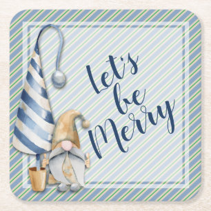 Weihnachts-Genom auf Blue Stripes Holiday Rechteckiger Pappuntersetzer