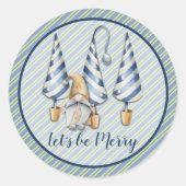 Weihnachts-Genom auf Blue Stripes Holiday Runder Aufkleber (Vorderseite)