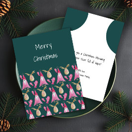 Weihnachts-Genom und Rentier in grünem Rosa Feiertagskarte