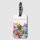 Weihnachts-Gepäcktag Happy Gnomes Party Gepäckanhänger (Vorderseite Vertikal)