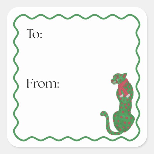 Weihnachts-Gepard-Geschenk-Aufkleber Quadratischer Aufkleber (Vorderseite)
