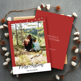 Weihnachts Gerahmtes Foto Burgundy Red Feiertagskarte