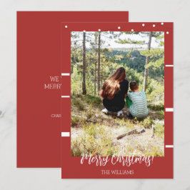 Weihnachts Gerahmtes Foto Burgundy Red Feiertagskarte