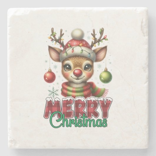 Weihnachts-Geschenk Frohe Weihnachtsfeier Steinuntersetzer (Vorderseite)