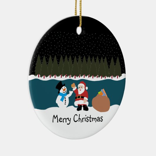 Weihnachts-Geschenk für den Schneemann Weihnachtso Keramik Ornament (Rechts)