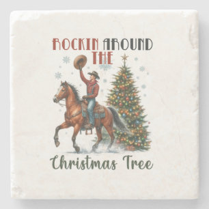 Weihnachts-Geschenk Rockin rund um den Weihnachtsb Steinuntersetzer
