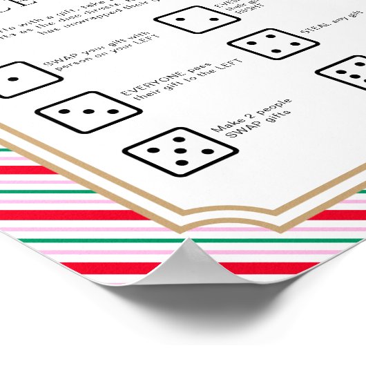 Weihnachts-Geschenk tauschen Würfel Spielzeichen Poster (Ecke)