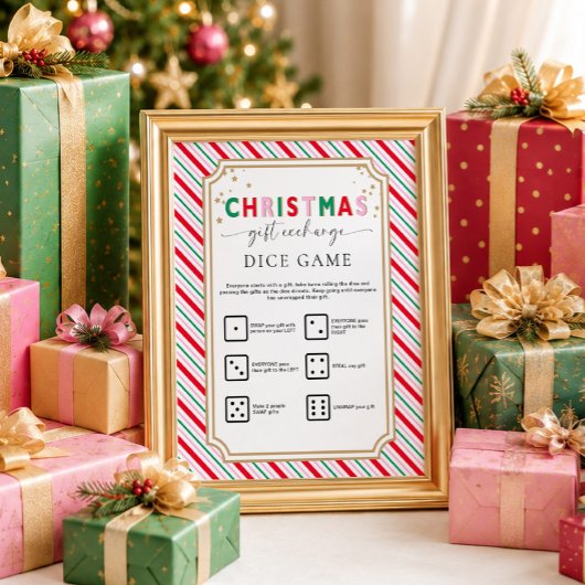 Weihnachts-Geschenk tauschen Würfel Spielzeichen Poster