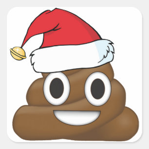Weihnachts-Geschenk Wrap Emoji Gekackt Quadratischer Aufkleber
