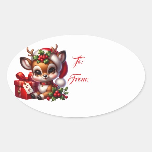 Weihnachts-Geschenkanhänger-Aufkleber Ovaler Aufkleber (Vorderseite)