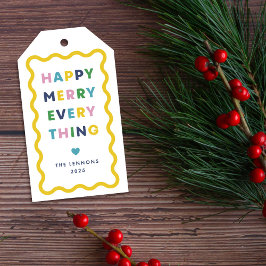 Weihnachts-Geschenkanhänger Weiß Fröhlich Wellenfö Geschenkanhänger