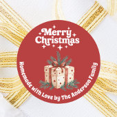 Weihnachts-Geschenkboxen hausgemacht rot Runder Aufkleber