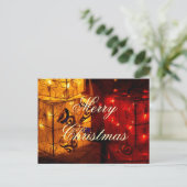 Weihnachts-Geschenkboxen mit Lichtern Feiertagspostkarte (Stehend Vorderseite)