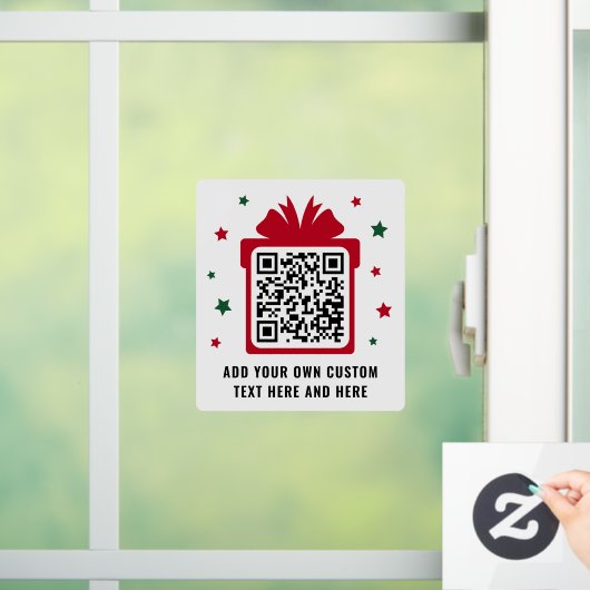 Weihnachts-Geschenkboxen mit Sternen QR-Code rot w Fensteraufkleber (Zuhause)