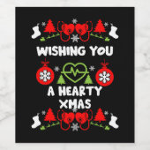 Weihnachts-Geschenke für die Kardiologie Weinetikett (Einzelnes Label)