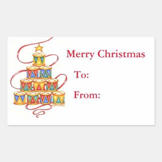 Weihnachts-Geschenkelchen-Tree des Trommels Rechteckiger Aufkleber (Vorderseite)