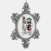 Weihnachts-Geschenkidee Liebe heruntergekommen Schneeflocken Zinn-Ornament (Links)