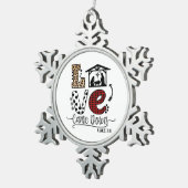 Weihnachts-Geschenkidee Liebe heruntergekommen Schneeflocken Zinn-Ornament (Rechts)