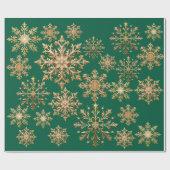 Weihnachts-Geschenkpapier Gold und Grün mit Schnee Geschenkpapier (Flach)