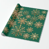 Weihnachts-Geschenkpapier Gold und Grün mit Schnee Geschenkpapier (Ungerollt)