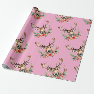 Weihnachts-Geschenkpapier mit vintage Rentieren Geschenkpapier