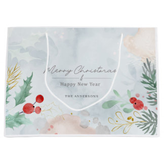 Weihnachts-Geschenktasche mit Wasserfarbe-Grün Große Geschenktüte