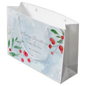 Weihnachts-Geschenktasche mit Wasserfarbengrün Große Geschenktüte (Rückseite Schrägansicht)