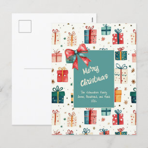 Weihnachts-Geschenkverpackungen im Vintage-Stil au Feiertagspostkarte