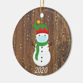 Weihnachts-Gesicht Maske Snowman 2020 Holz Keramik Ornament (Links)
