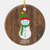 Weihnachts-Gesicht Maske Snowman 2020 Holz Keramik Ornament (Hinten)