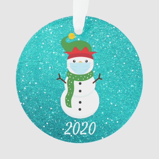 Weihnachts-Gesicht Maske Snowman 2020 Quarantine Ornament (Vorderseite)