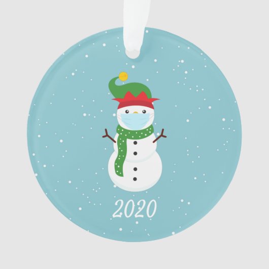 Weihnachts-Gesicht Maske Snowman 2020 Quarantine Ornament (Vorderseite)