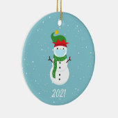 Weihnachts-Gesicht Maske Snowman 2021 Keramik Ornament (Rechts)