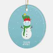 Weihnachts-Gesicht Maske Snowman 2021 Keramik Ornament (Links)