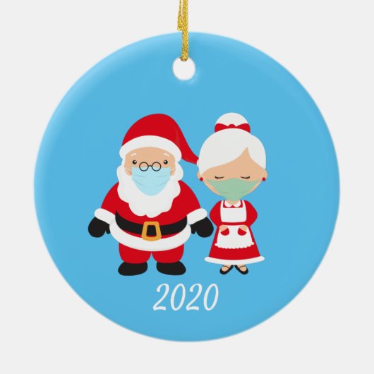 Weihnachts-Gesicht Maske Weihnachten und Frau Clau Keramik Ornament (Hinten)