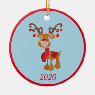 Weihnachts-Gesichtsmaske Rentier Rudolph 2020 Keramik Ornament