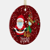 Weihnachts-Gesichtsmaske Santa und Rentier 2020 Se Keramik Ornament (Rechts)