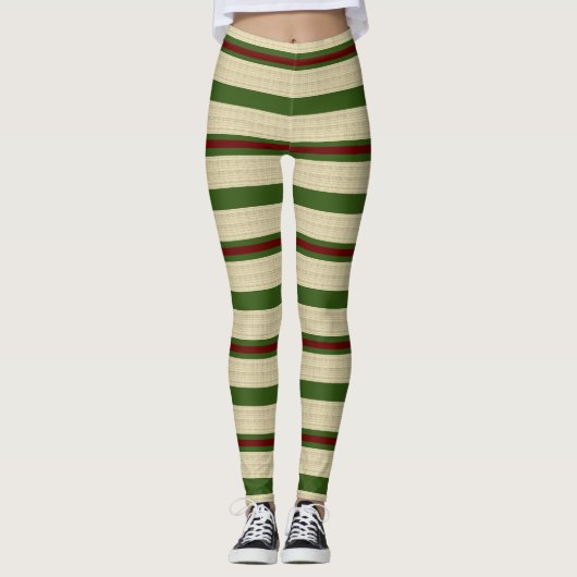 Weihnachts gestreift Leggings (Vorderseite)