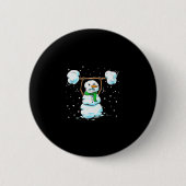 Weihnachts-Gewichtheber-Schneemann-Shirt Lustiger Button (Vorderseite)