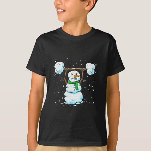 Weihnachts-Gewichtheber-Schneemann-Shirt Lustiger  T-Shirt (Vorderseite)