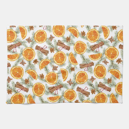 Weihnachts-Gewürzorange Zimt und Anise Geschirrtuch (Horizontal)