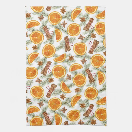 Weihnachts-Gewürzorange Zimt und Anise Geschirrtuch (Vertikal)